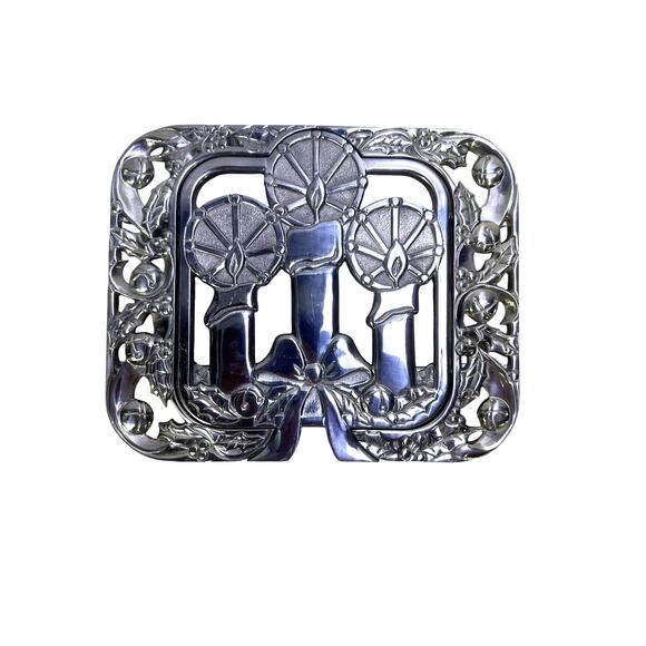 Lenox Yuletide Metal Holiday Vintage 1980's Expandable Trivet 8 x 13 - Picture 3 of 9